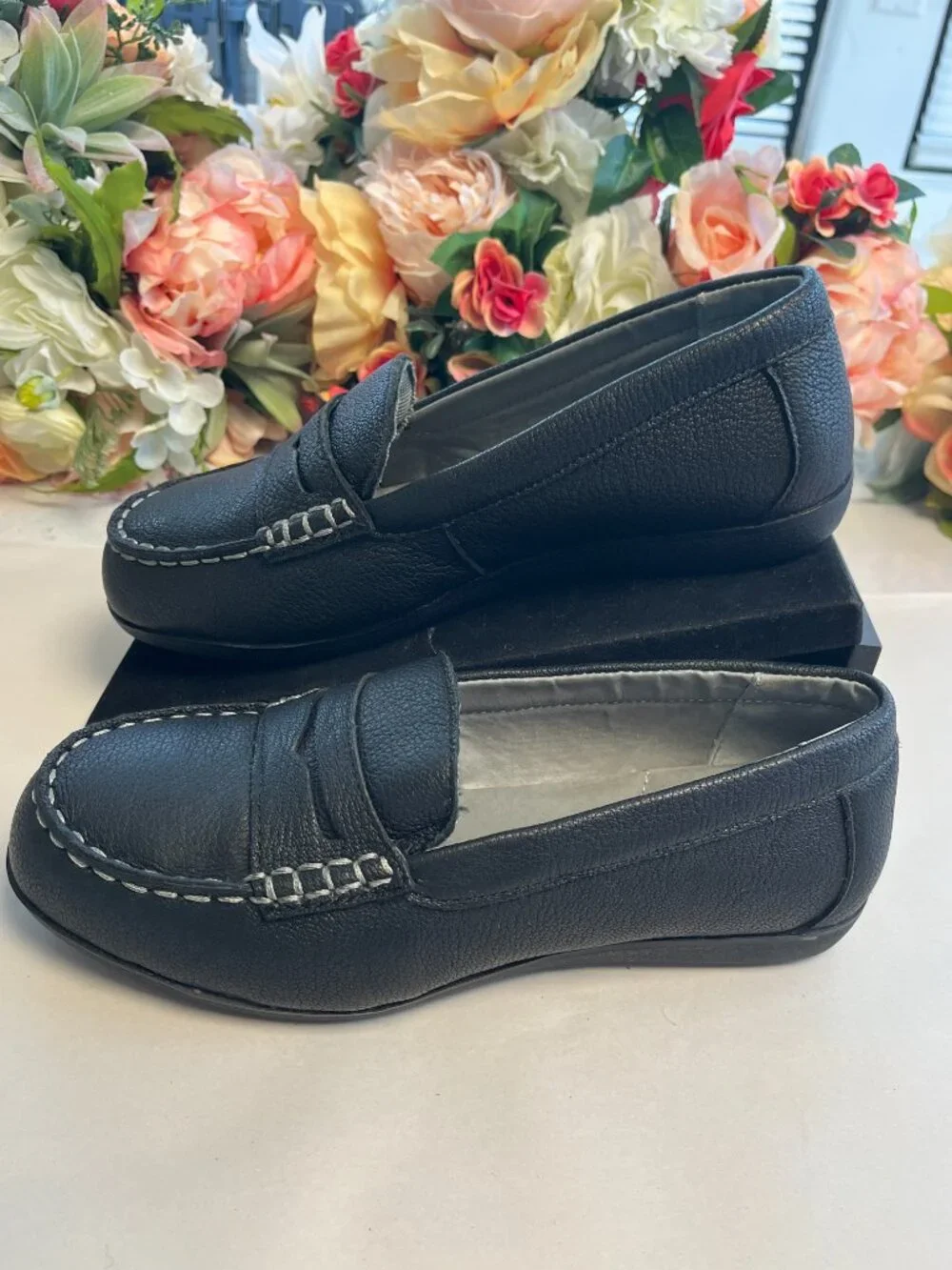 Rockport Works Top Shore RK600 Leather Penny Loafers Black Steel Toe Safety 6.5M